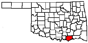 OK County map with Bryan County highlighted