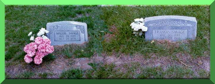 Maudie Savage & Francis Savage gravestones