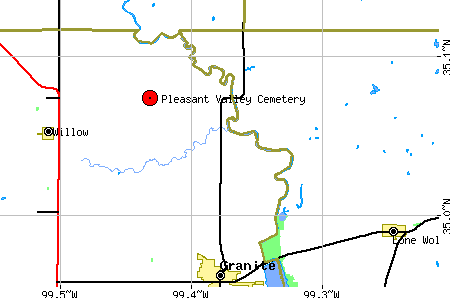 location of Sand Hill cemetery (also known as Pleasant Valley and Lake Creek)