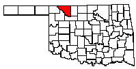 Oklahoma map Woods county in red