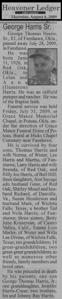 George Thomas Harris Sr. Obit