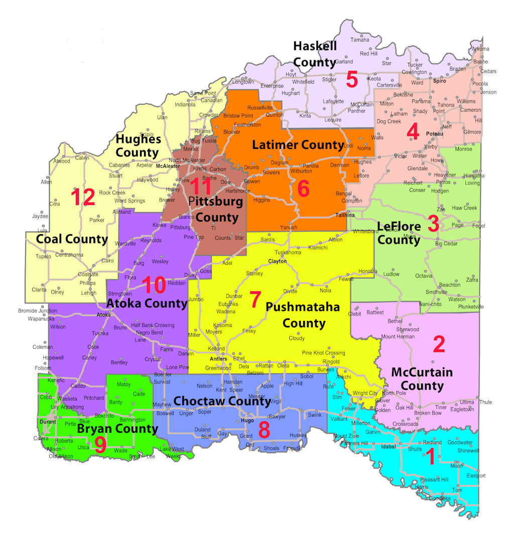 Choctaw Nation Counties Map - Map Of West