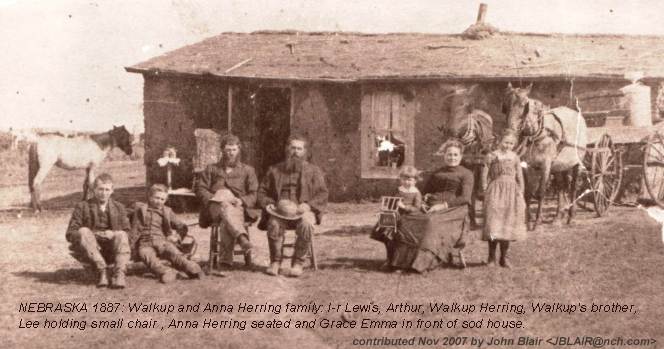 Walkup and Anna Herring family, Nebraska 1887