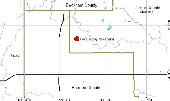 map to Hackberry Cemetery
