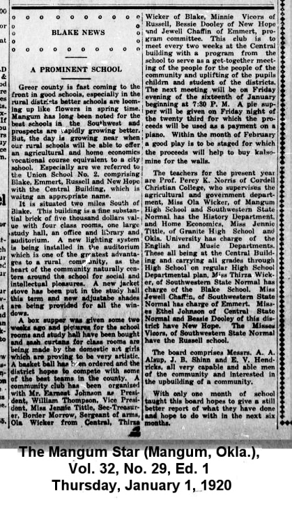 Mangum Star, 1 Jan 1920, Centralvue school consolidation