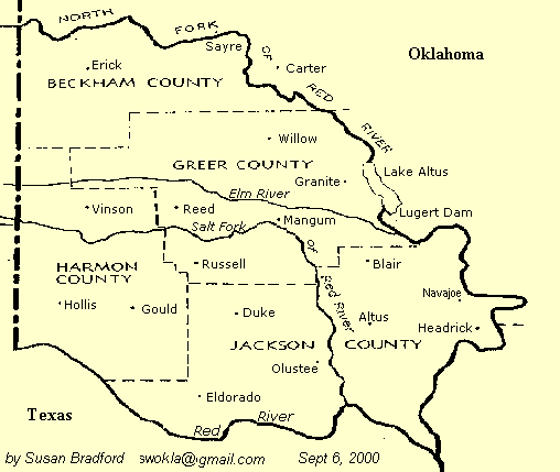 Old Greer County map 1880-1907
