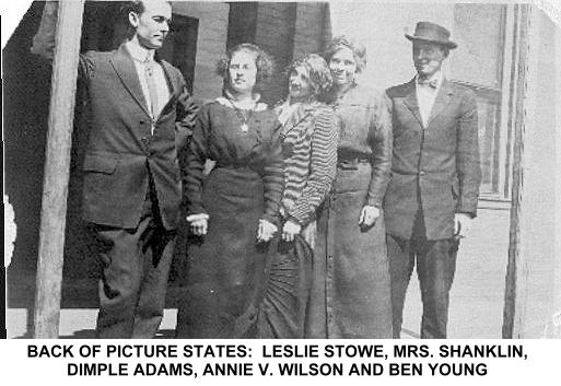 Leslie Stowe, Mrs Shanklin, Dimple Adams, Annie V. Wilson and Ben Young