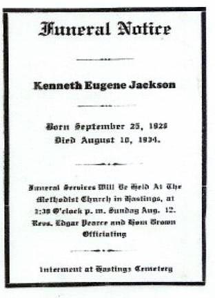 funeral notice for Kenneth Jackson
