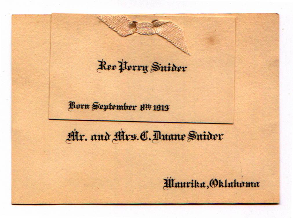 Ree Perry Snider birth announcement