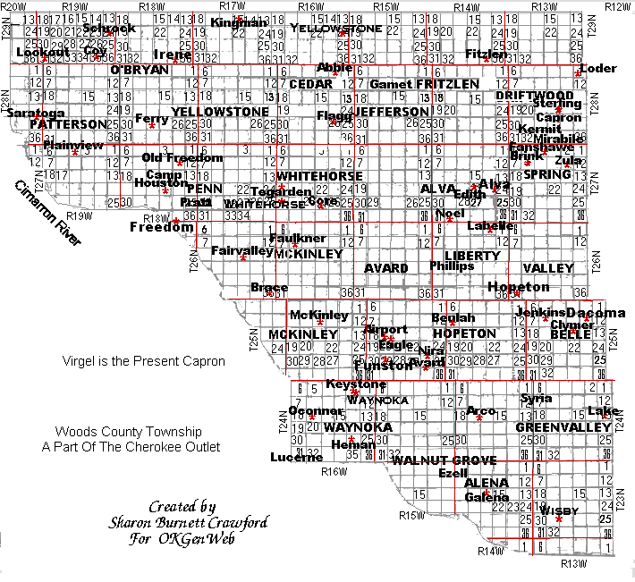 Woods county township map